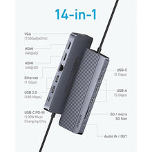 Load image into Gallery viewer, Anker Laptop Docking Station, 14 in 1 USB C Hub, Triple Display with 2 x 4K HDMI, 1080p VGA, 100W Power Delivery, 5Gbps USB-A/C Data Ports for MacBook, Dell XPS and More