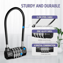 Load image into Gallery viewer, Long Shackle Combination Lock, 4 Digit Weatherproof Handle Padlock for Cabinet Door Outdoor, Resettable Handheld Lock for Travel Bag, Bike, Fence, Luggage School, Fence, Gym Sports Locker