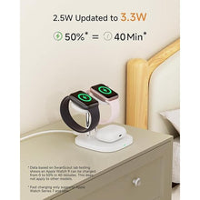 Load image into Gallery viewer, Dual Watch Charger with Fast Charging for Apple Watch, SwanScout 704A, 3-in-1 Wireless Charging Station Stand for Apple Watch Ultra 2/9/8/7/SE, Wireless Charger Dock for AirPods Pro 2/3/2 (White)