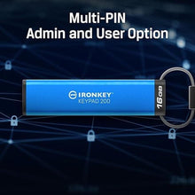 Load image into Gallery viewer, Kingston Ironkey Keypad 200 USB-C 16GB Encrypted Flash Drive | OS Independent | FIPS 140-3 Level 3 | XTS-AES 256-bit | BadUSB and Brute Force Protection | Multi-Pin Option | IKKP200C/16GB