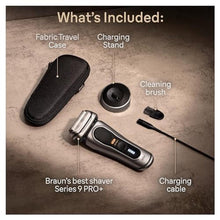 Load image into Gallery viewer, Braun Series 9 9517s PRO+ Electric Razor for Men, 5 Pro Shave Elements & Precision Long Hair ProTrimmer, Charging Stand, Braun’s Best for Smooth Skin, Wet & Dry Electric Razor with 60min Runtime