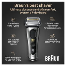 Load image into Gallery viewer, Braun Series 9 9517s PRO+ Electric Razor for Men, 5 Pro Shave Elements & Precision Long Hair ProTrimmer, Charging Stand, Braun’s Best for Smooth Skin, Wet & Dry Electric Razor with 60min Runtime