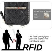 Load image into Gallery viewer, Bocasal Crossbody Wallet Case for iPhone 15 Pro Max, RFID Blocking PU Leather Zipper Handbag Purse Flip Cover, Kickstand Folio Case with Card Slots Holder Wrist Strap Lanyard 5G 6.7 Inch (Black)