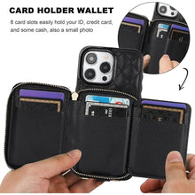 Load image into Gallery viewer, Bocasal Crossbody Wallet Case for iPhone 15 Pro Max, RFID Blocking PU Leather Zipper Handbag Purse Flip Cover, Kickstand Folio Case with Card Slots Holder Wrist Strap Lanyard 5G 6.7 Inch (Black)