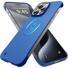 Load image into Gallery viewer, Magnetic Slim Case Fit for iPhone 15 Pro Max Phone Case 6.7"(2023) Ultra-Thin Lightweight Durable Frameless Matte Hard MagSafe Cover Case with Pull Ring Shockproof Non Slip Rope-Blue