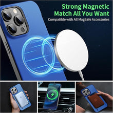 Load image into Gallery viewer, Magnetic Slim Case Fit for iPhone 15 Pro Max Phone Case 6.7"(2023) Ultra-Thin Lightweight Durable Frameless Matte Hard MagSafe Cover Case with Pull Ring Shockproof Non Slip Rope-Blue
