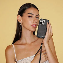 Load image into Gallery viewer, ZVE for iPhone 15 Pro Wallet Case, Crossbody Phone Purse with Card Holder for Women, Zipper Leather RFID Blocking Carrying Cover with Wrist Strap for iPhone 15 Pro 6.1 inch- Black