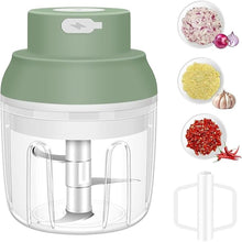 Load image into Gallery viewer, Electric Garlic Chopper, 250ML Garlic Mincer with Egg Beater, Mini Portable Vegetable Chopper, Garlic Grinder Masher Onion Chopper, USB Small Food Processor for Veggie, Garlic, Ginger, Chili(Green)