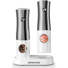 Load image into Gallery viewer, Electric Salt And Pepper Grinder Set Stainless Steel Top With Type-C Rechargeable Base, No Battery