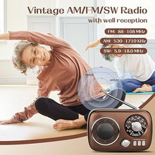 Load image into Gallery viewer, Gelielim Portable Radio AM FM, Bluetooth Speaker Retro Radio, Support USB/TF Card, Rechargeable Battery Operated, Suitable for Indoor&Outdoor, Gift for Parents