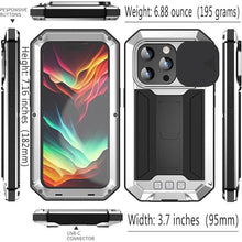 Load image into Gallery viewer, for iPhone 15 Pro Max Case Heavy Duty Protection Rugged Screw Full Body Military Grade Metal Rubber with Stand Hard Built in Screen Protector Phone for iPhone 15 ProMax Case Silver