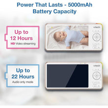 Load image into Gallery viewer, VTech V-Care VC2105 1080p FHD Over-The Crib Mount Smart Baby Monitor 5” 720p LCD Screen,Table Stand,Remote Access,Versatile Placement,Intelligence Detection, Sleep Analysis,18hrs Recording,with WiFi