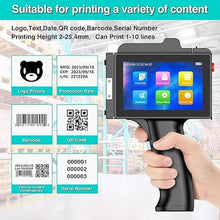 Load image into Gallery viewer, TIJ800P Handheld Inkjet Printer 1 inch Portable Handheld Printer Gun 5 Inch Screen Quick Drying Inkjet Coding Machine for Batch Number/Date/Barcode/QR Code/Logo etc