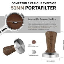 Load image into Gallery viewer, 51mm Espresso Tamper,Premium Barista Coffee Tamper with 100% Flat Stainless Steel Base,Wooden-Handle Tamper Compatible with All 51mm Espresso Machine Bottomless Portafilter
