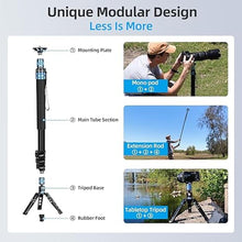 Load image into Gallery viewer, SIRUI AM-404FL Camera Monopod with Feet, 74.8 Inch Aluminum Video Monopod with Removable Base, Slim and Lightweight, Max Load 26.4lbs, 360°Panorama Panning, 4-Section for Canon Nikon Sony