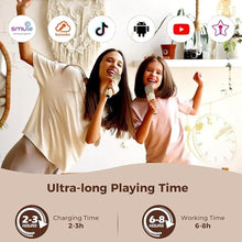 Load image into Gallery viewer, Mini Karaoke Machine for Kids: Portable Karaoke Machine with 2 Wireless Microphones & LED Lights for Home Party, Kids Music Toys Christmas Brithday Gifts for Girls Boys Teen