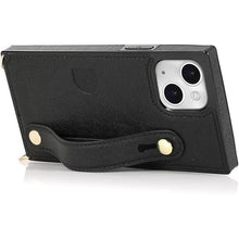 Load image into Gallery viewer, CCSmall for iPhone 15 Case with Card Holder for Women, Phone Case Crossbody with Wrist Strap & Removable Adjustable Shoulder Lanyard Cover for iPhone 15 KB Black