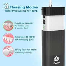Load image into Gallery viewer, Portable Water Flosser for Teeth,Travel Water Flosser Picks,Mini Cordless Oral Irrigator Rechargeable Power Dental with Telescopic Water Tank, IPX7 Wateroproof for Brace & Sensitive Teeth Care,Black