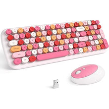 Load image into Gallery viewer, KNOWSQT Wireless Keyboard and Mouse Combo, White Mixed 100 Keys 2.4 GHz Round Keycap Typewriter Keyboards, USB Receiver Plug and Play, for Windows, PC, Laptop, Computer, Desktop