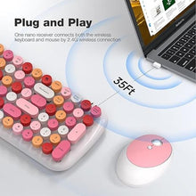 Load image into Gallery viewer, KNOWSQT Wireless Keyboard and Mouse Combo, White Mixed 100 Keys 2.4 GHz Round Keycap Typewriter Keyboards, USB Receiver Plug and Play, for Windows, PC, Laptop, Computer, Desktop