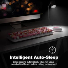 Load image into Gallery viewer, KNOWSQT Wireless Keyboard and Mouse Combo, White Mixed 100 Keys 2.4 GHz Round Keycap Typewriter Keyboards, USB Receiver Plug and Play, for Windows, PC, Laptop, Computer, Desktop