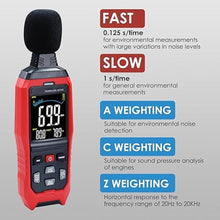 Load image into Gallery viewer, Decibel Meter Sound Level Meter, High Accuracy db Meter Classroom Noise Meter with A/C/Z Weighted, spl Meter with Logging 30-130dB Audio Noise Measure Device with Data Hold Backlight