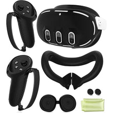 Load image into Gallery viewer, Silicone Cover Set Compatible with Oculus/Meta Quest 3, VR Accessories Protective Cover Includes Controller Grips, Front Shell Headset Cover and Face Cover (Black)
