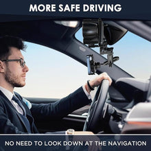 Load image into Gallery viewer, IPOW Large Rearview Mirror Phone Holder for Car 360°Rotatable and Retractable, 2024 Upgraded Four Corners Fixed Anti-Shake Multifunctional Design for All Phones and All Car Rearview Mirror with Button