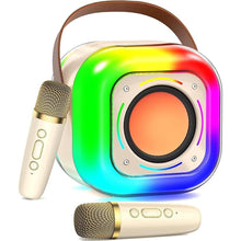 Load image into Gallery viewer, Karaoke Machine for Adults Kids: Portable PA System with 2 Wireless Microphones, Karaoke Speaker with 3.5" Subwoofers and LED Lights for Home Party, Best Music Gifts for All