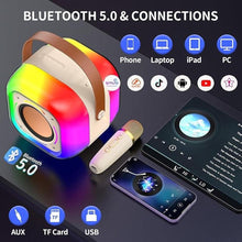 Load image into Gallery viewer, Karaoke Machine for Adults Kids: Portable PA System with 2 Wireless Microphones, Karaoke Speaker with 3.5" Subwoofers and LED Lights for Home Party, Best Music Gifts for All