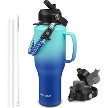 Load image into Gallery viewer, Water Bottle 40oz, Insulated Water Bottle with Handle & Straw Lids, Stainless Steel Water Bottle Fits in Any Car Cup Holder, Travel Cup Double Wall BPA-Free Leak-proof to Keep Cold &Hot