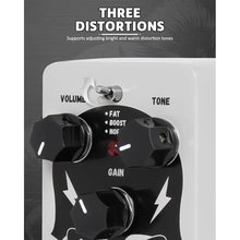 Load image into Gallery viewer, STRICH GREY TUBE Distortion Guitar Pedal, Distortion 3 Modes Fat, Boost, Normal Classic Crunch 80s Metal/Nu Metal, True Bypass for Electric Guitar, White