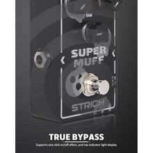 Load image into Gallery viewer, STRICH Distortion Guitar Pedal, Morpher Distortion, Super Muff Analog, Tight, Classic Crunch 80s Metal, True Bypass for Electric Guitar, White and Black