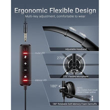 Load image into Gallery viewer, Computer USB Headset with Microphone for PC - Headphones with Noise Cancelling Microphone On Ear Wired Headset Mic Mute for WFH Call Center Office Online Class Skype Zoom