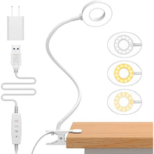 Load image into Gallery viewer, iZELL Book Light, Clip on Reading Light with Flexible Gooseneck, Dimmable LED Lamparas Clamp on Workbench Desk for Studying Painting Crafting Drawing Makeup Nail Tech Puzzle Task - 27.6‘’ White