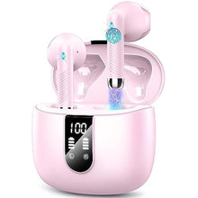 Load image into Gallery viewer, Wireless Earbuds, 2024 Bluetooth Headphones V5.3 Ear Buds Built-in ENC Noise Cancelling Mics, 40H Stereo Bass Bluetooth Earbuds with Dual LED Display, IP7 Waterproof Earphones for Android iOS, Pink