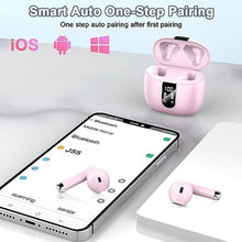 Load image into Gallery viewer, Wireless Earbuds, 2024 Bluetooth Headphones V5.3 Ear Buds Built-in ENC Noise Cancelling Mics, 40H Stereo Bass Bluetooth Earbuds with Dual LED Display, IP7 Waterproof Earphones for Android iOS, Pink