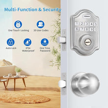 Load image into Gallery viewer, Keyless Entry Door Lock, Electronic Keypad Deadbolt with Door Knob, Deadbolt Smart Door Lock for Front Door, Front Door Lock Set, Auto Lock, Easy Installation, Satin Nickel
