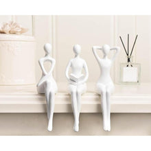 Load image into Gallery viewer, Quoowiit White Decor Thinker Statue - Unique Ornament Sculpture, Modern Home Decor Accents for Bookshelf & Table, 3 Piece