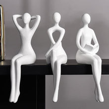 Load image into Gallery viewer, Quoowiit White Decor Thinker Statue - Unique Ornament Sculpture, Modern Home Decor Accents for Bookshelf & Table, 3 Piece