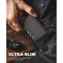 Load image into Gallery viewer, DUGRAFT Minimalist Card Wallet For Men - Slim RFID Blocking Front Pocket Credit Card Holder & Money Clip - Mens Metal Wallet for 15+ Cards