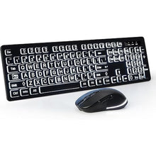Load image into Gallery viewer, Wireless Keyboard and Mouse - Large Print Wireless Keyboard, KOPJIPPOM 2.4G Full Size Keyboard and Mouse Set with Big Letters and Backlight Key for Seniors, Compatible for Windows, Laptop, PC, Black