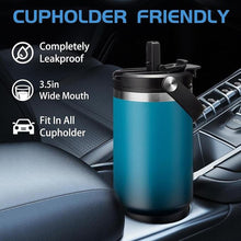 Load image into Gallery viewer, 30oz Stainless-steel Tumblers with Lid and straw - Top Handle, Silicone Boot & Bottle Strap Sleeve, 30 oz Insulated Water Bottles that Fits in Cup Holder, Travel Coffee Tumbler Keep Cold 24h/Hot 12h