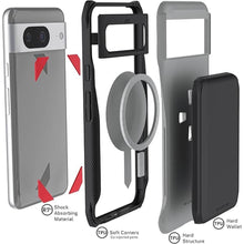 Load image into Gallery viewer, Ghostek Exec Wallet Case for Google Pixel 8 - Magnetic Credit Card Holder, Compatible with Wireless Charging, Kickstand (6.2 Inch, Gray)