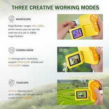 Load image into Gallery viewer, Microscope for Kids, 1000X Handheld Kids Microscope with 6 Adjustable LED Lights, Easter Gifts for Kids Ages 8-12, 32G SD Card Included-Yellow