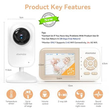 Load image into Gallery viewer, ebemate Video Baby Monitor Camera with 2.8" LCD Screen Video & Audio No Glow Night Vision,2-Way Talk Audio Cam Baby Monitoring 1200FT Range EBE28