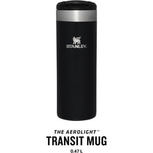 Load image into Gallery viewer, Stanley Aerolight Transit Travel Mug 0.47L - Keeps 6 Hours Hot - 8 Hours Cold - Dishwasher Safe - Leakproof - Car Cup Holder Compatible - Insulated Coffee Cup - Black Metallic