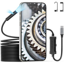 Load image into Gallery viewer, Dual Lens Endoscope with Light, Teslong USB-C Borescope Inspection Camera with 8+1 LED Light, Flexible Waterproof Fiber Optic Camera Snake Scope Compatible with iPhone 15, Android Phone(16.5FT)