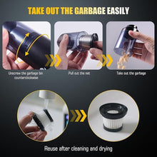 Load image into Gallery viewer, Handheld Car Vacuum Portable Cordless - Mini, Portable | Dual Suction (7500pa & 12000pa) | 4-in-1 Vacuum Cleaner, Blower, Inflator, Deflator & Air Duster for Car, Home, Kitchen, Pet Hair, Office Use
