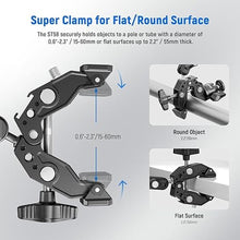 Load image into Gallery viewer, NEEWER Super Clamp with 3" Dual Ballhead Magic Arm, Ball Head Adapter, Cold Shoe, Phone Holder, Action Camera Clamp Mount for Flat/Round Surface Compatible with GoPro DJI iPhone 15 Pro Max, ST85